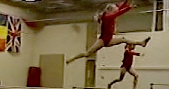 A split leap on the beam
