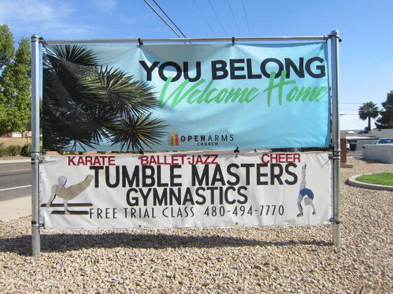 The "You Belong" sign outside Open Arms Church