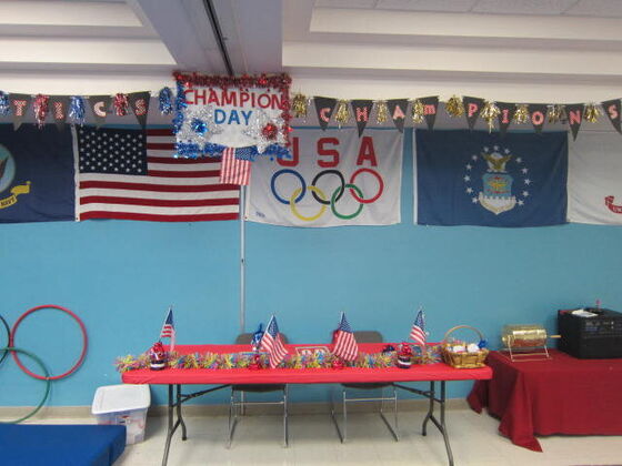 The judges' table, ready for Champion Day