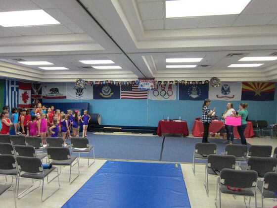 The competition floor set up for families