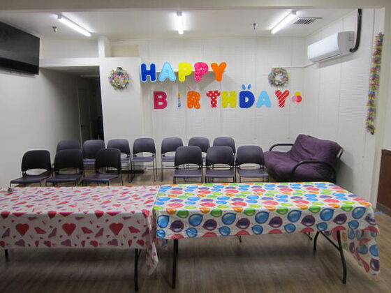 The birthday party room