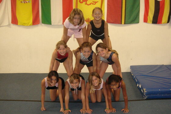 Building a human pyramid