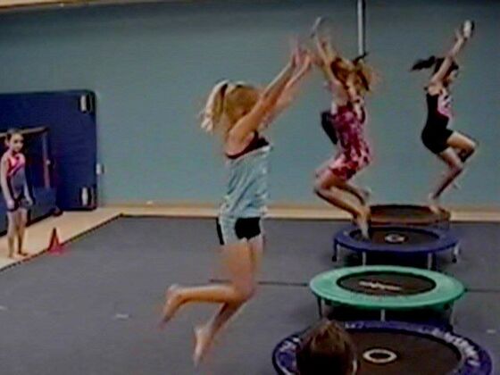 Jumping on the trampolines