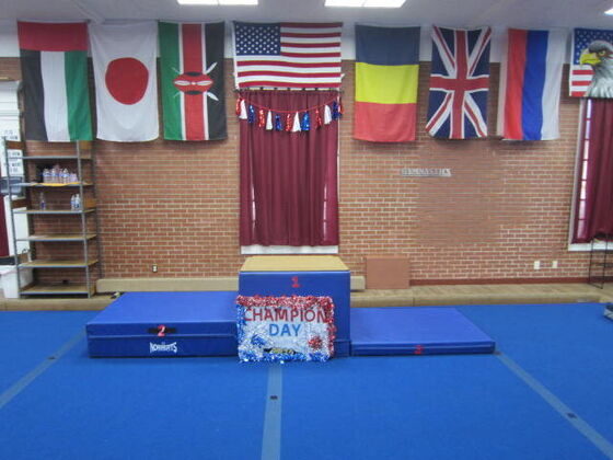 The winners' podium