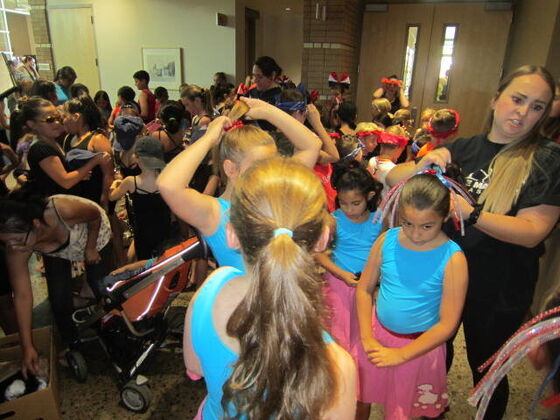 Putting on costumes before the show