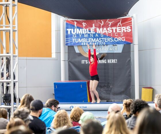 The tumble track on stage at the Tempe Marketplace Christmas Show