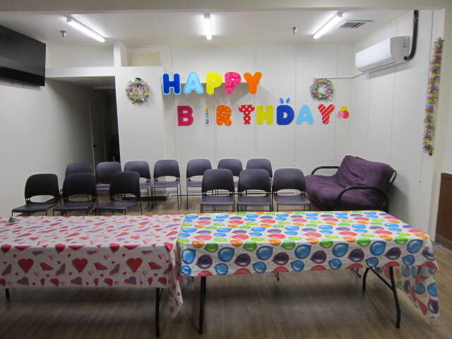 The party room at Tumble Masters set up for a birthday